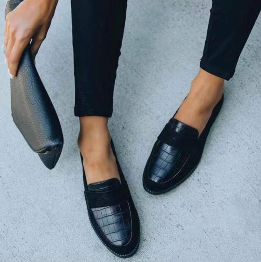 Women's Slip-On Loafers with Crocodile Print