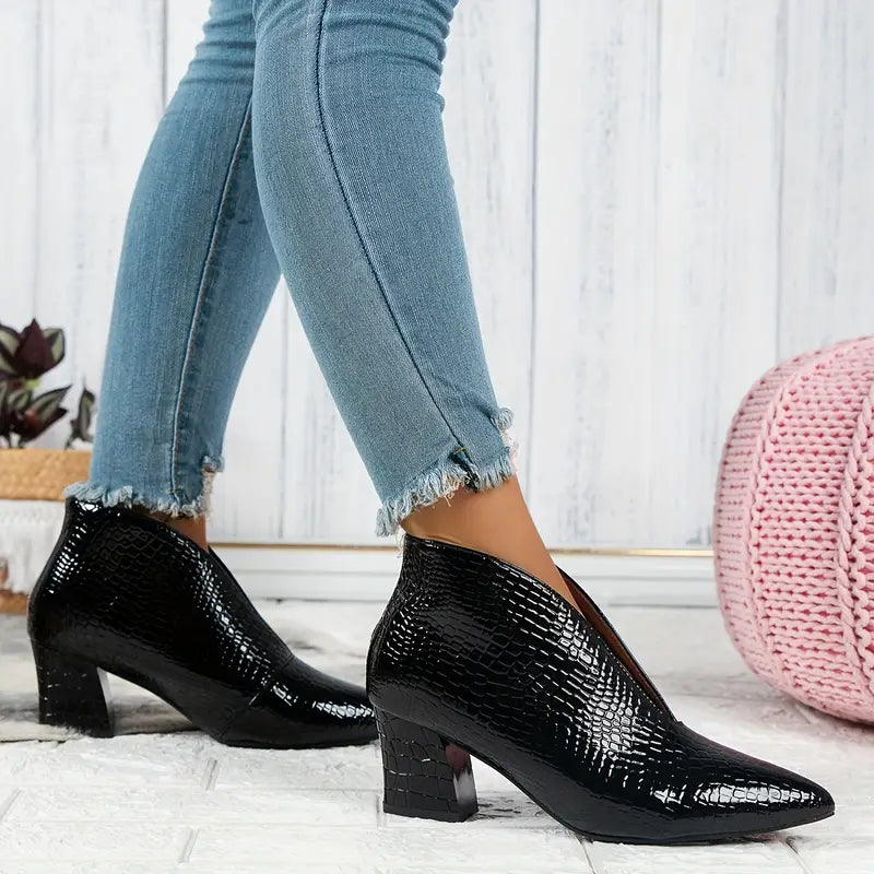 Women's Stiletto Ankle Boots with V-Cut