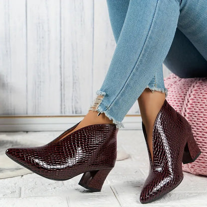 Women's Stiletto Ankle Boots with V-Cut