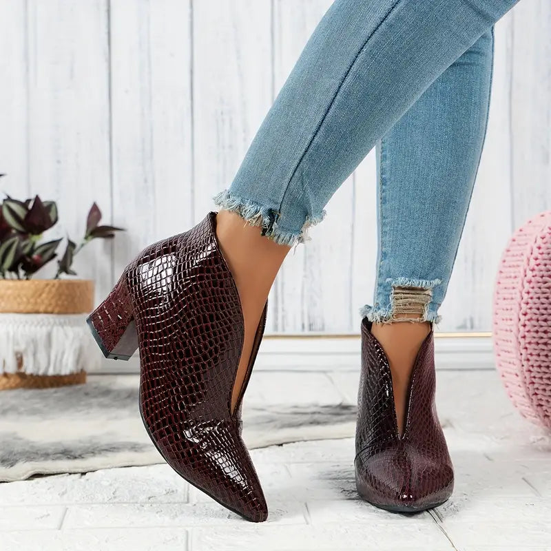 Women's Stiletto Ankle Boots with V-Cut