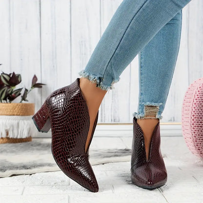 Women's Stiletto Ankle Boots with V-Cut