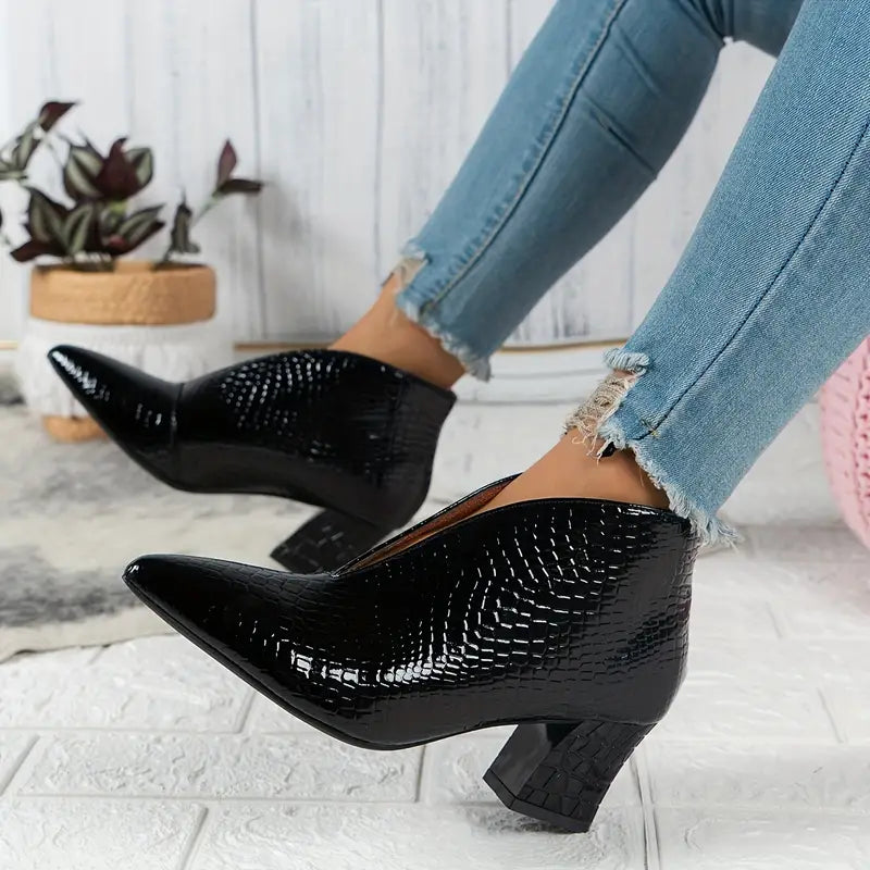 Women's Stiletto Ankle Boots with V-Cut