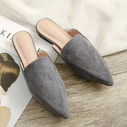Women's Suede Slides with Pointed Toe