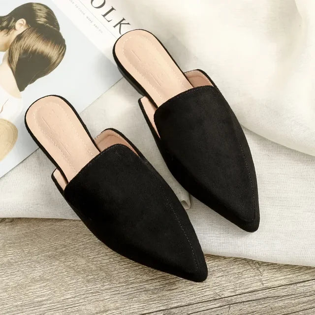 Women's Suede Slides with Pointed Toe