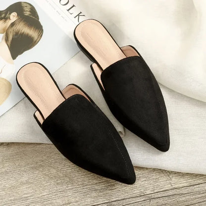 Women's Suede Slides with Pointed Toe