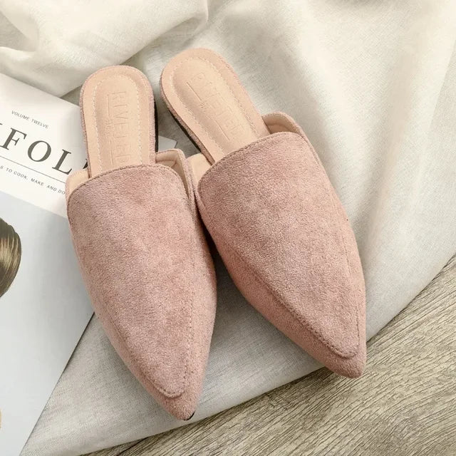 Women's Suede Slides with Pointed Toe