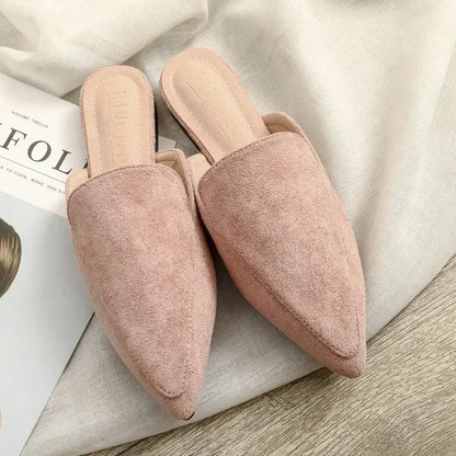 Women's Suede Slides with Pointed Toe