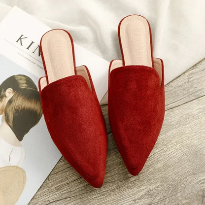 Women's Suede Slides with Pointed Toe