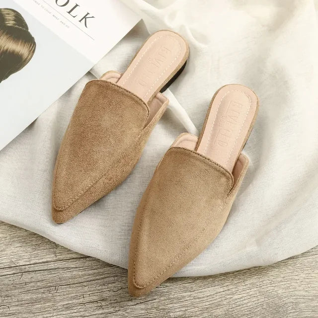 Women's Suede Slides with Pointed Toe