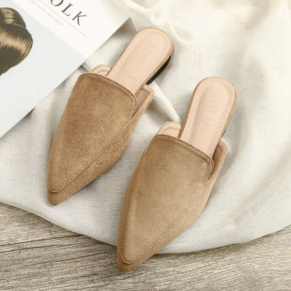 Women's Suede Slides with Pointed Toe