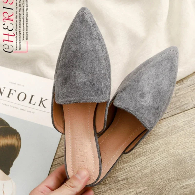 Women's Suede Slides with Pointed Toe