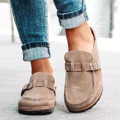Women's Summer Slip-On Sandals with Decorative Buckle
