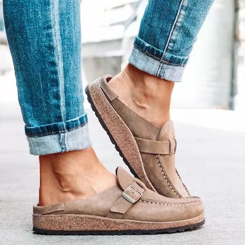 Women's Summer Slip-On Sandals with Decorative Buckle