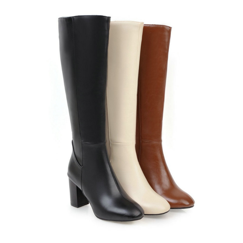 Women's Tall Boots with Zip on a Stable Heel