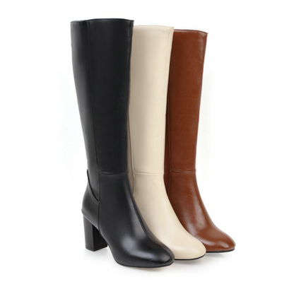 Women's Tall Boots with Zip on a Stable Heel