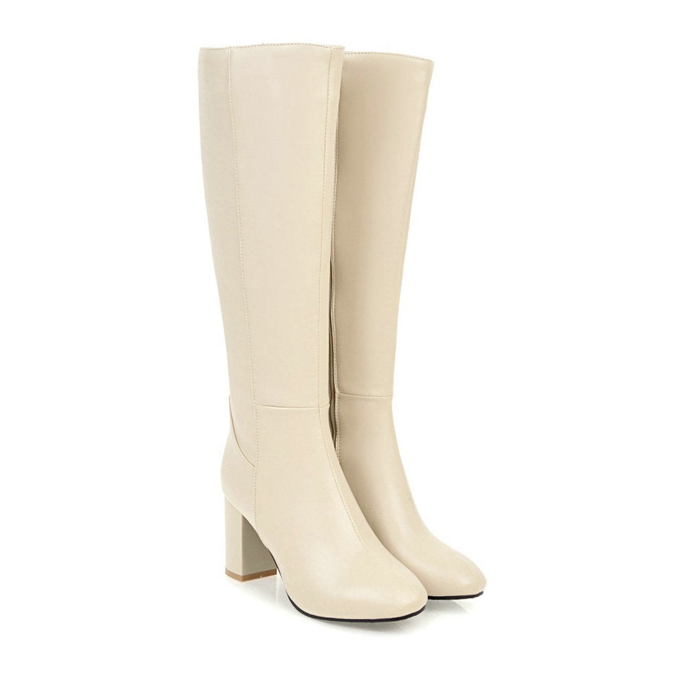 Women's Tall Boots with Zip on a Stable Heel
