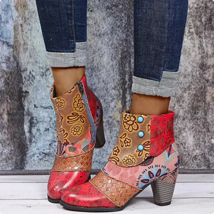 Women's Waterproof Retro-Style Heeled Boots